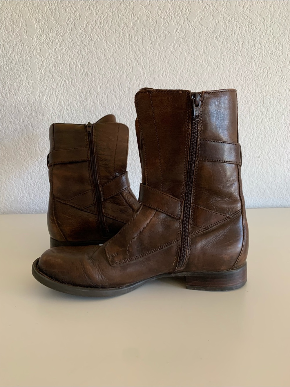 Born Brown Leather Moto Combat Boots - Picture 5 of 8